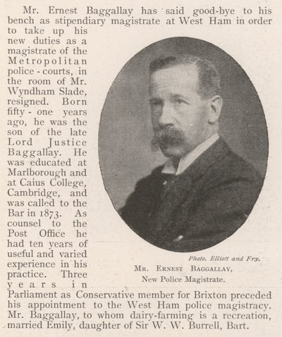 Ernest Baggallay, ny politidommer af English Photographer