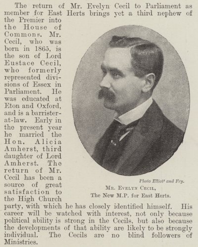Evelyn Cecil, det nye parlamentsmedlem for East Herts af English Photographer