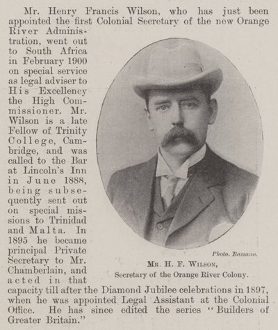 H F Wilson, sekretær for Orange River Colony af English Photographer