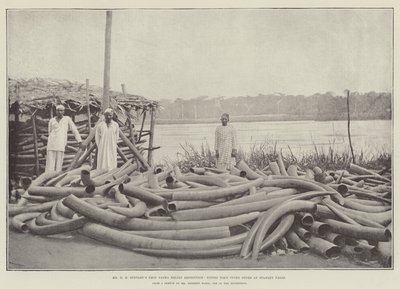 Mr H M Stanleys Emin Pasha Relief Expedition, Tippoo Tibs Ivory Store ved Stanley Falls af English Photographer