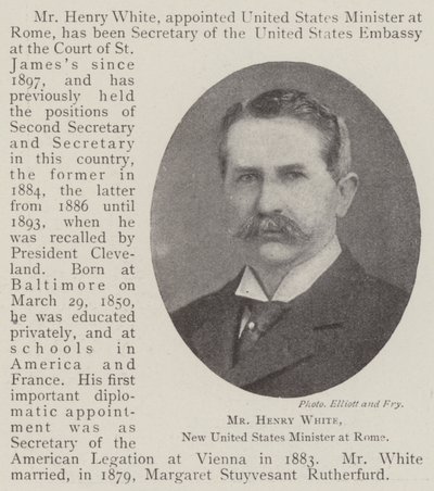 Henry White, ny amerikansk minister i Rom af English Photographer