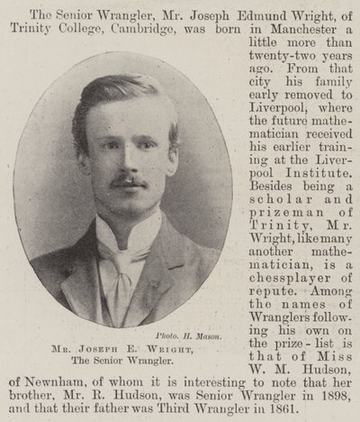 Mr. Joseph E Wright, Senior Wrangler af English Photographer