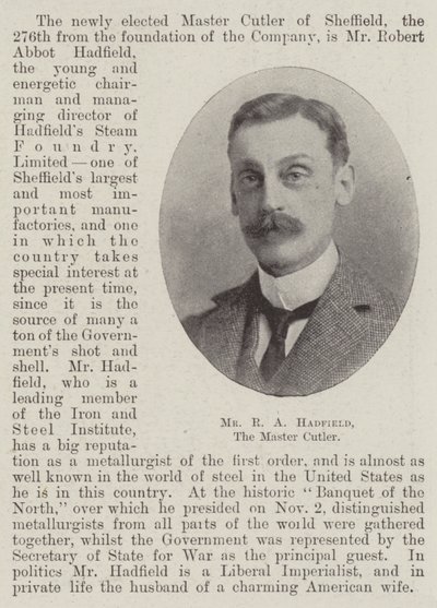 Mr RA Hadfield, mester cutler af English Photographer