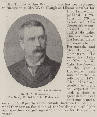 TA Bramsdon, det nyvalgte parlamentsmedlem for Portsmouth af English Photographer