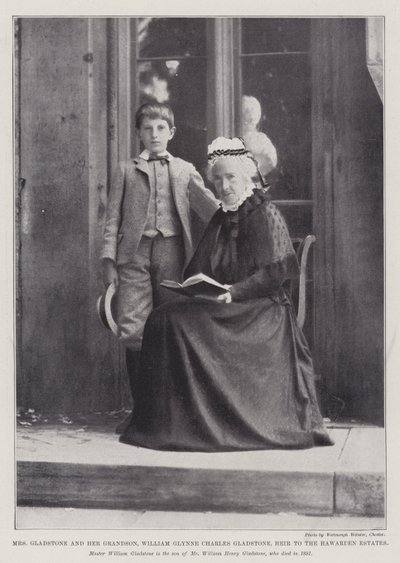 Fru Gladstone og hendes barnebarn, William Glynne Charles Gladstone, arving til Hawarden Estates af English Photographer