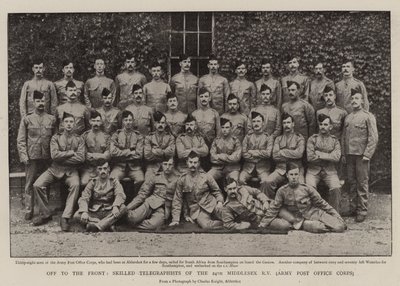 Ud til fronten, dygtige telegrafister fra 24th Middlesex Rifle Volunteers, Army Post Office Corps af English Photographer