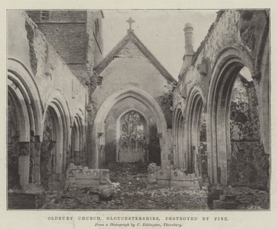 Oldbury Church, Gloucestershire, ødelagt af brand af English Photographer