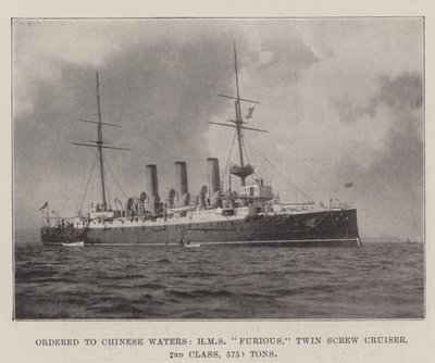 Bestilt til Chinese Waters, HMS Furious, Twin Screw Cruiser, 2. klasse, 5750 tons af English Photographer