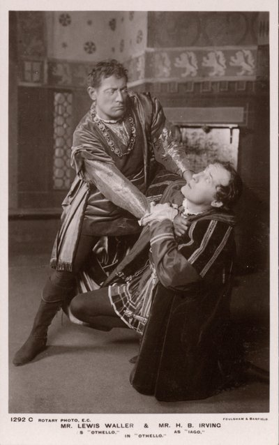 Othello drossel Iago, Lewis Waller og H B Irving (s/h foto) af English Photographer