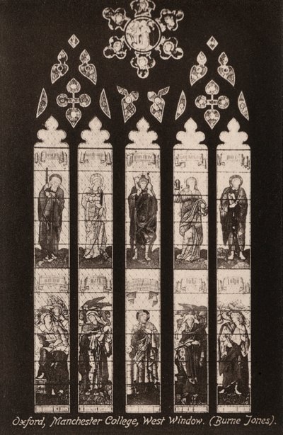 Oxford, Manchester College, West Window, Burne Jones (s/h-billede) af English Photographer
