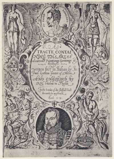 P Lomazzo, A Tracte containing the Artes of Cureous Paintinge, Tr R Haydock, J Barnes, Oxford 1598 (s/h foto) af English Photographer