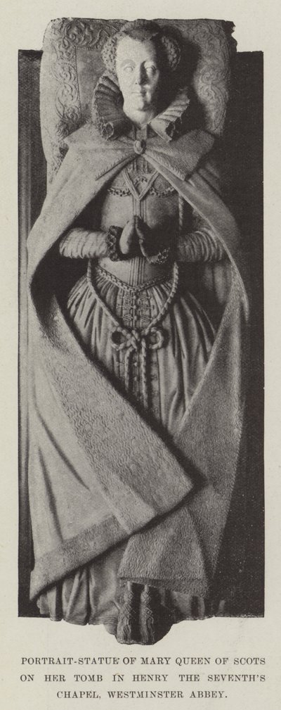 Portræt-statue af Mary Queen of Scots på hendes grav i Henry the Sevenths Chapel, Westminster Abbey af English Photographer