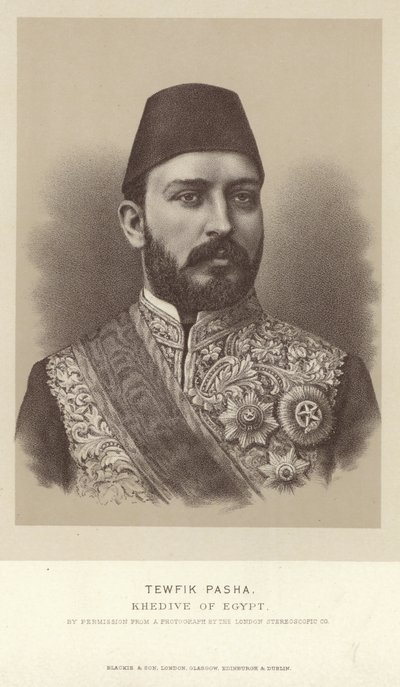 Portræt af Tewfik Pasha, Khedive i Egypten af English Photographer