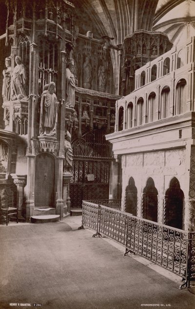 Postkort med et billede af det indre af Henry V Chantry i Westminster Abbey af English Photographer