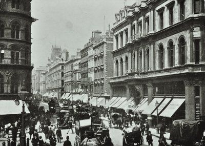 Fjerkræ, der ser mod vest til Cheapside, City of London, 1890 af English Photographer