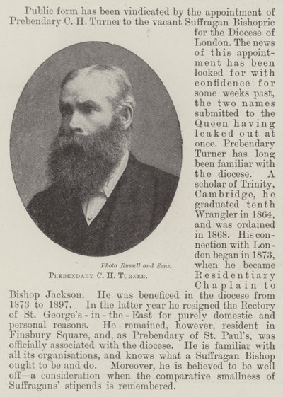 Præbendær CH Turner af English Photographer