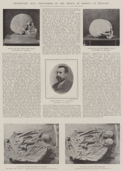 Forhistorisk mand, opdagelser af prinsen af Monaco ved Mentone af English Photographer