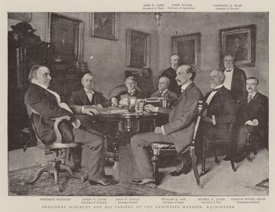 Præsident McKinley og hans kabinet i Executive Mansion, Washington af English Photographer