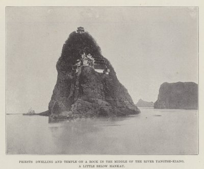 Præster bolig og tempel på en klippe midt i floden Yangtze-Kiang, lidt under Hankau af English Photographer