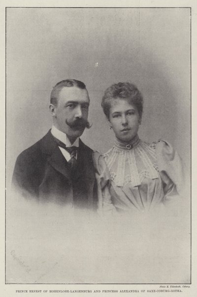 Prins Ernest af Hohenlohe-Langenburg og prinsesse Alexandra af Sachsen-Coburg-Gotha af English Photographer