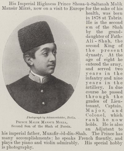 Prins Malik Mansur Mirza, anden søn af Shahen af Persien af English Photographer