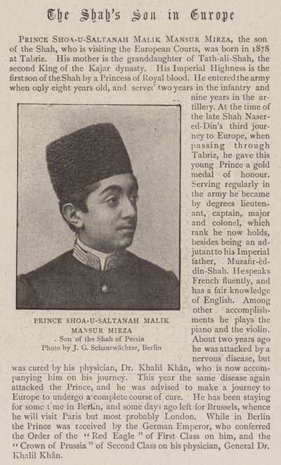 Prins Shoa-U-Saltanah Malik Mansur Mirza af English Photographer