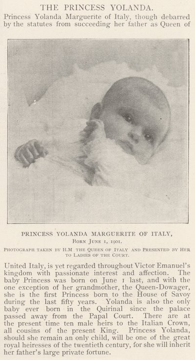 Prinsesse Yolanda Marguerite af Italien, født 1. juni 1901 af English Photographer