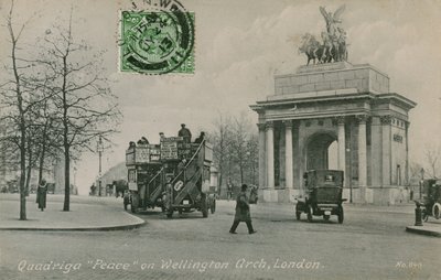 Quadriga Peace på Wellington Arch i London. Postkort sendt i 1913. af English Photographer