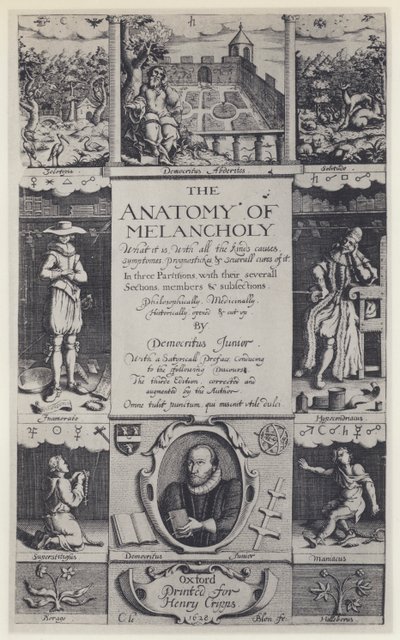 R Burton, The Anatomy of Melancholy, tredje udgave, J Lichfield for H Cripps, Oxford 1628 (s/h-foto) af English Photographer