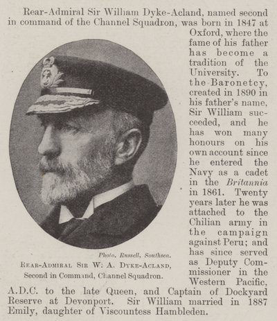 Kontreadmiral Sir W A Dyke-Acland, næstkommanderende, Channel Squadron af English Photographer