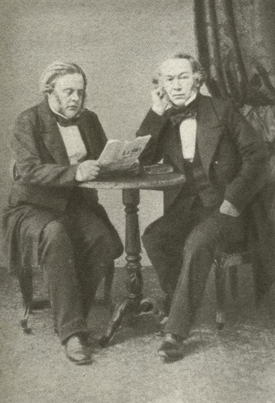 Richard Cobden (til venstre) og John Bright (til højre) (s/h-billede) af English Photographer