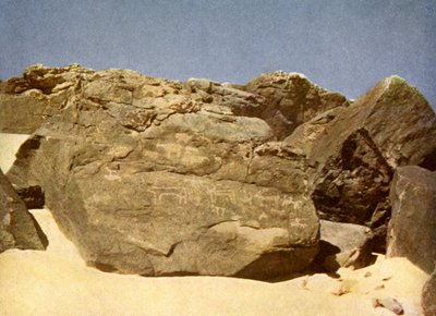 Klippebærende forhistoriske heiroglyfer, Egypten. af English Photographer