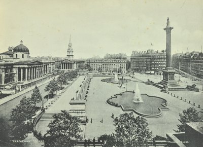 Saint Martin in the Fields National Gallery Nelsons Column, Trafalgar Square, Westminster LB: tagudsigt mod øst, 1895 af English Photographer
