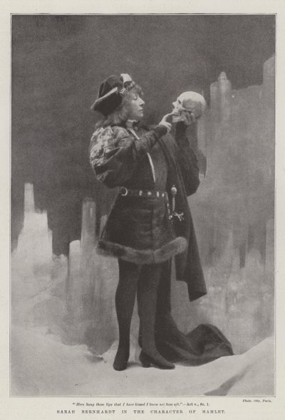 Sarah Bernhardt i karakteren Hamlet af English Photographer