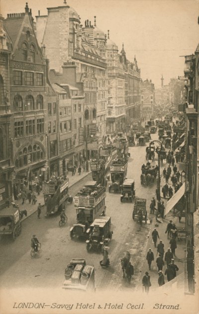 Savoy Hotel og Hotel Cecil, Strand, London af English Photographer