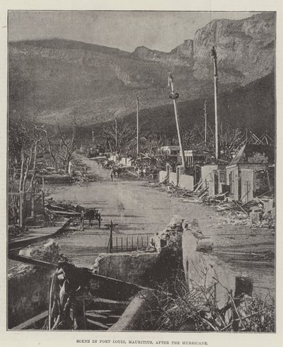 Scene i Port Louis, Mauritius, efter orkanen af English Photographer