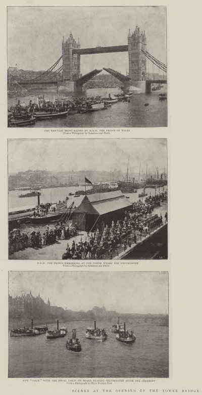 Scener ved åbningen af Tower Bridge af English Photographer