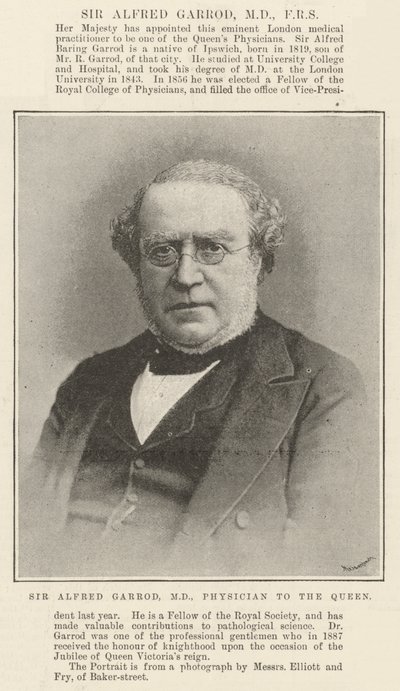 Sir Alfred Garrod, MD, FRS af English Photographer