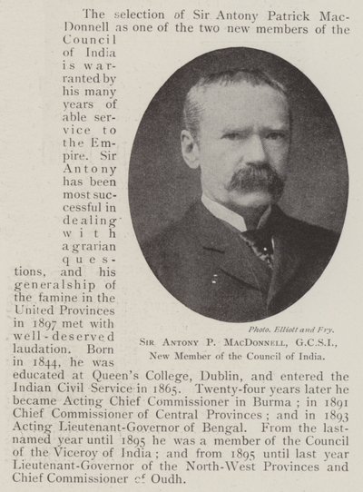 Sir Antony P MacDonnell, GCSI, nyt medlem af Indiens råd af English Photographer