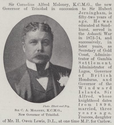 Sir CA Moloney, KCMG, ny guvernør i Trinidad af English Photographer