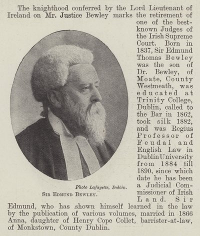 Sir Edmund Bewley af English Photographer