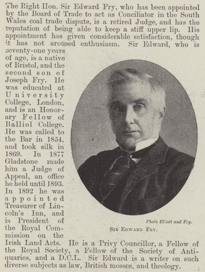 Sir Edward Fry af English Photographer