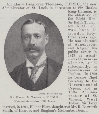 Sir Harry L Thompson, KCMG, ny administrator af St. Lucia af English Photographer