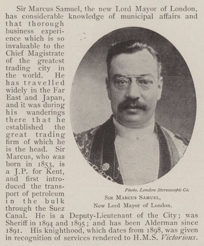 Sir Marcus Samuel, ny overborgmester i London af English Photographer