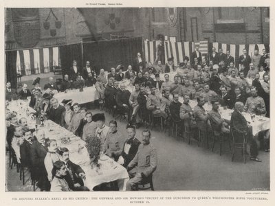 Sir Redvers Bullers svar til sine kritikere, generalen og Sir Howard Vincent ved frokosten til Queens Winchester Rifle Volunteers, 10. oktober af English Photographer