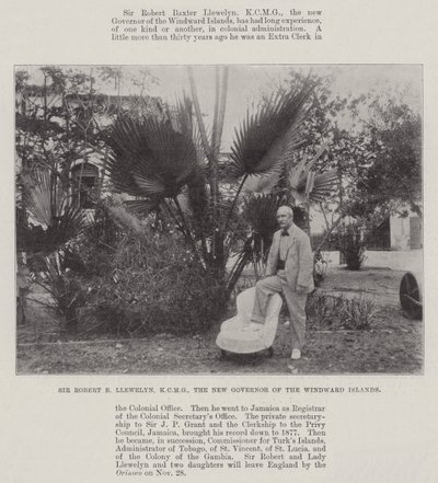 Sir Robert B Llewelyn, KCMG, den nye guvernør for Windward-øerne af English Photographer