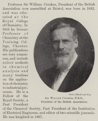 Sir William Crookes, FRS, formand for British Association af English Photographer