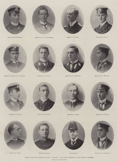 Nogle af flådebrigaden af HMS Powerful, som blev præsenteret for dronningen i Windsor af English Photographer