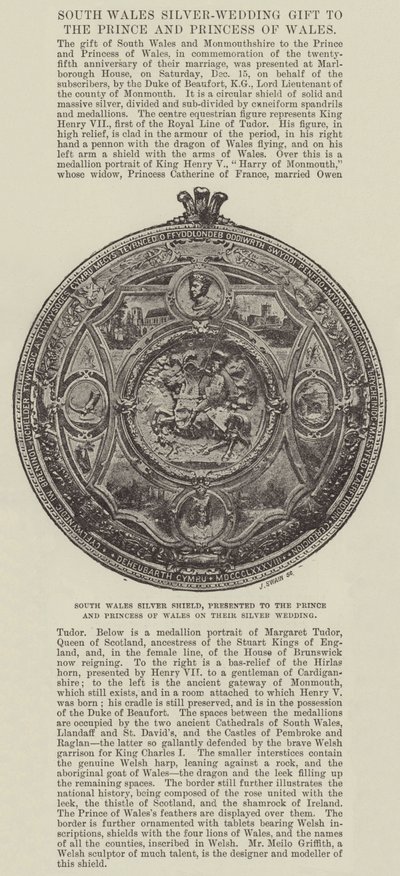 South Wales Silver Shield, præsenteret for prinsen og prinsessen af Wales på deres sølvbryllup af English Photographer