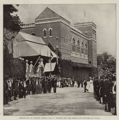 Taledag på Harrow School, 7. juli, venter på prinsen og prinsessen af Wales af English Photographer
